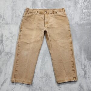 Dickies Pants Mens 40x26* Beige Relaxed Fit Flannel Lined Carpenter Straight Leg